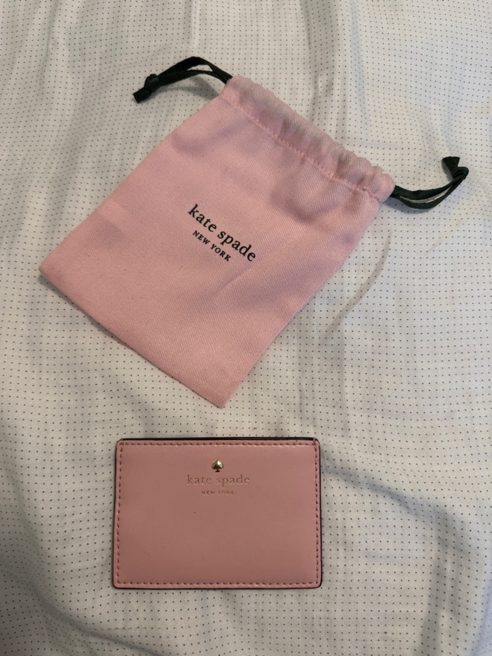 kate spade pink cardholder with matching logo pouch